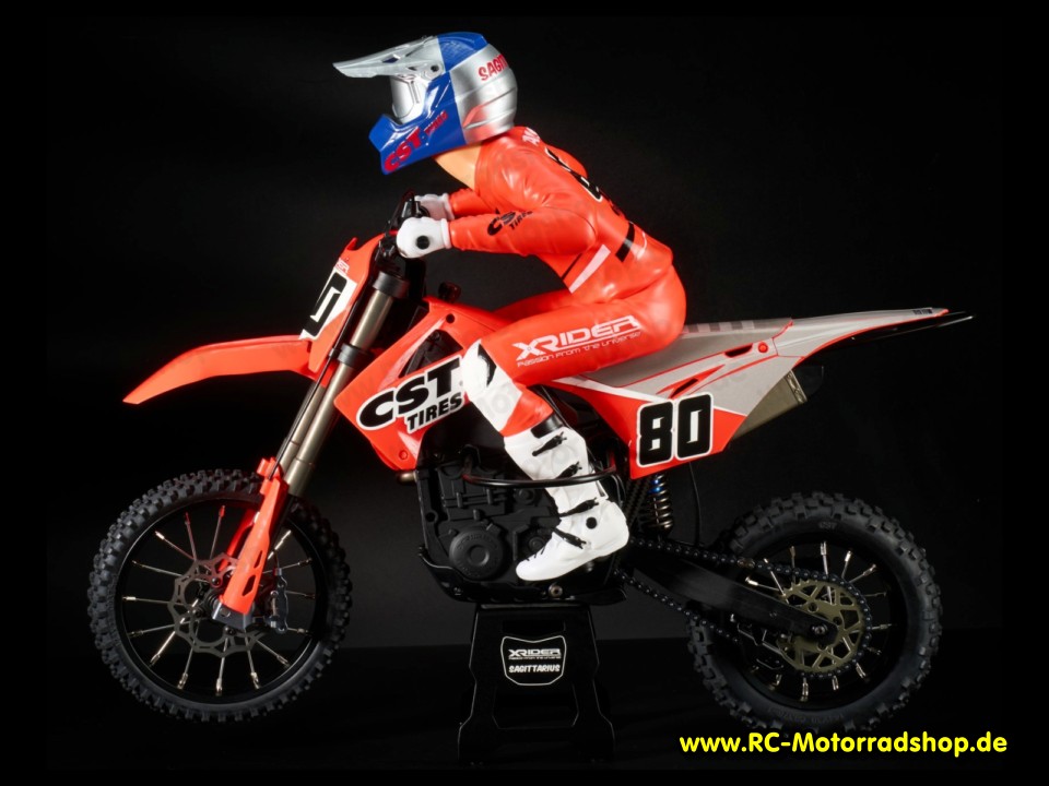 SAG-KIT: X-Rider 1:4 Cross-Motorrad SAGITTARIUS KIT blau / rot mit elektr. Gyro (ohne RC Komponenten) SAG-KIT